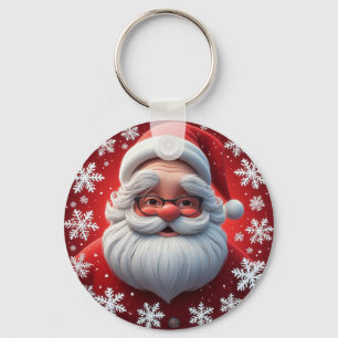 Santa Claus Snowflake Christmas Holiday Gift Keychain