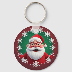 Santa Claus Snowflakes Christmas Holiday Gift Keychain