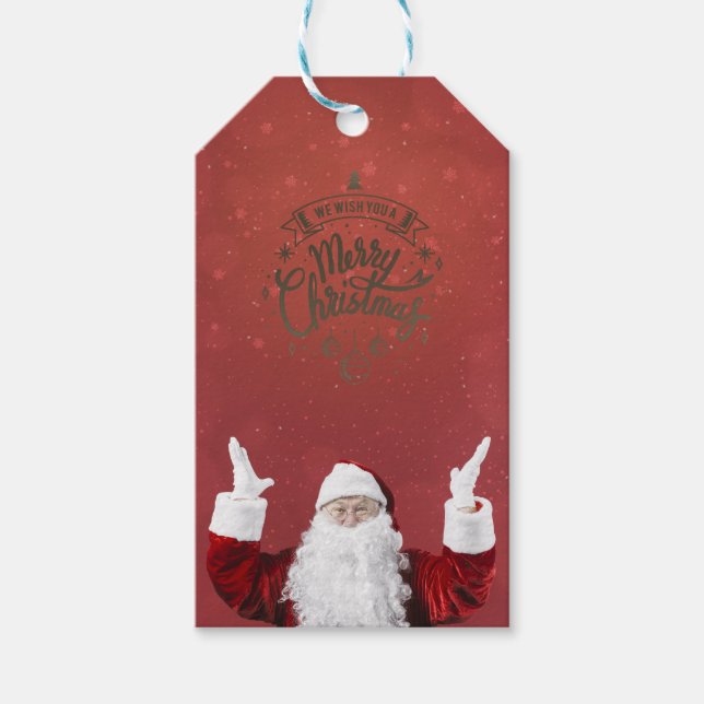 Santa Claus,Snowflakes,Red    Gift Tags (Front)