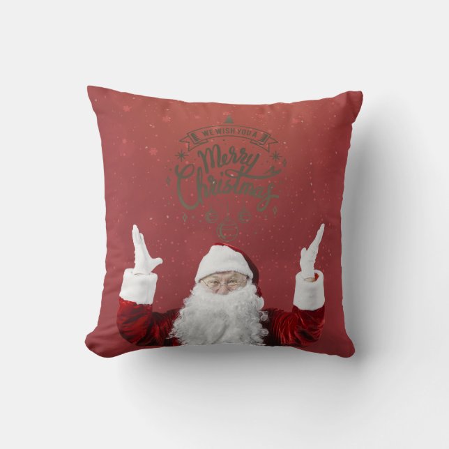 Santa Claus,Snowflakes,Red   Throw Pillow (Front)