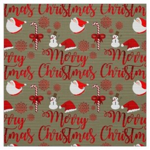 Santa Claus Snowman Candy Cane Christmastide Fabric