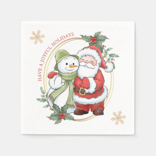 Santa Claus Snowman Christmas Napkin