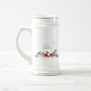 Santa Claus, Snowman Merry Christmas Holiday Beer Stein
