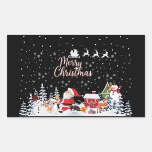 Santa Claus, Snowman Merry Christmas Holiday Sticker