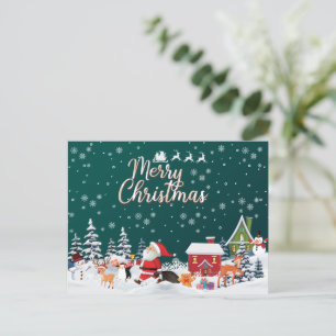 Santa Claus, Snowman Merry Christmas Postcard