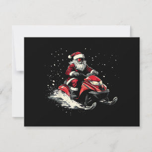 Santa Claus Snowmobile Motor Sled Funny Christmas Holiday Card