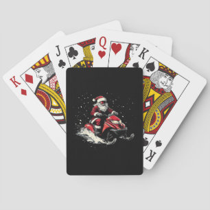 Santa Claus Snowmobile Motor Sled Funny Christmas Playing Cards
