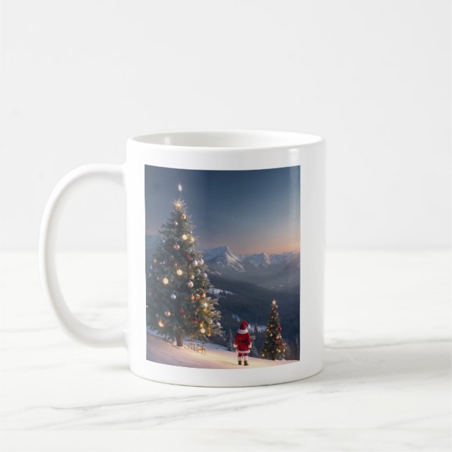 Santa Claus Snowy Mountain Mug | Christmas Tree (Left)