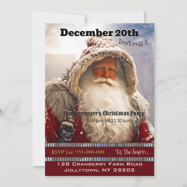 Santa Claus Snowy Trail Fête de Noël Invitation (Devant)