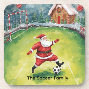 Santa Claus Soccer Christmas Party Coaster