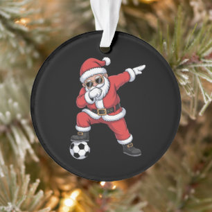 Santa Claus Soccer Dabbing Santa Gift Christmas Ornament