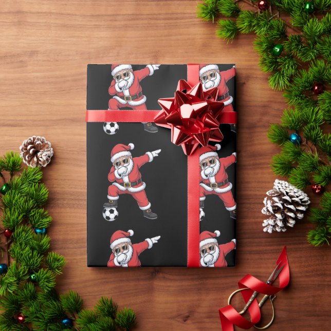 Santa Claus Soccer Dabbing Santa Gift Christmas Wrapping Paper (Holiday Gift)