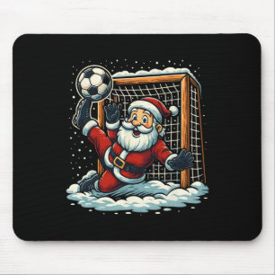 Santa Claus Soccer Goalie Sports Playing Christmas Mouse Pad