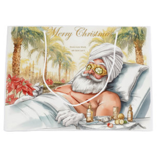 Santa Claus Spa Christmas in California Large Gift Bag