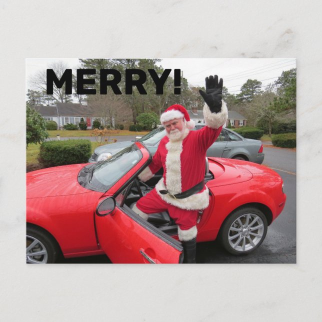 SANTA CLAUS SPORTSCAR CHRISTMAS Postcards (Front)