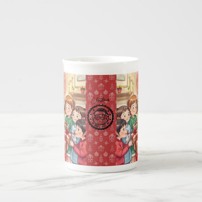 Santa Claus, Spreading Christmas Cheer Bone China Mug (Front)
