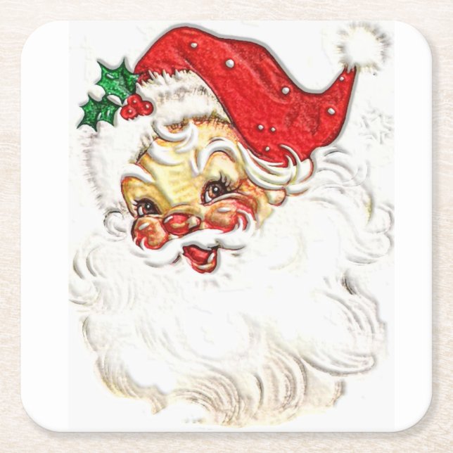 Santa Claus Square Paper Coaster (Front)