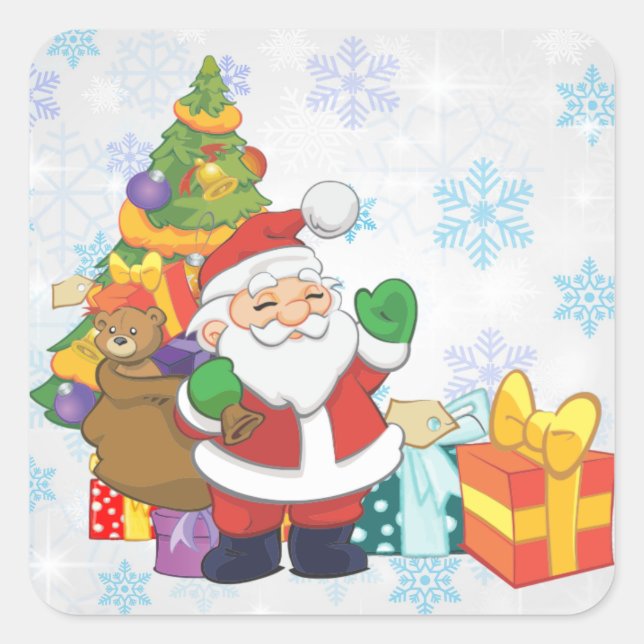  Santa Claus Square Sticker (Front)
