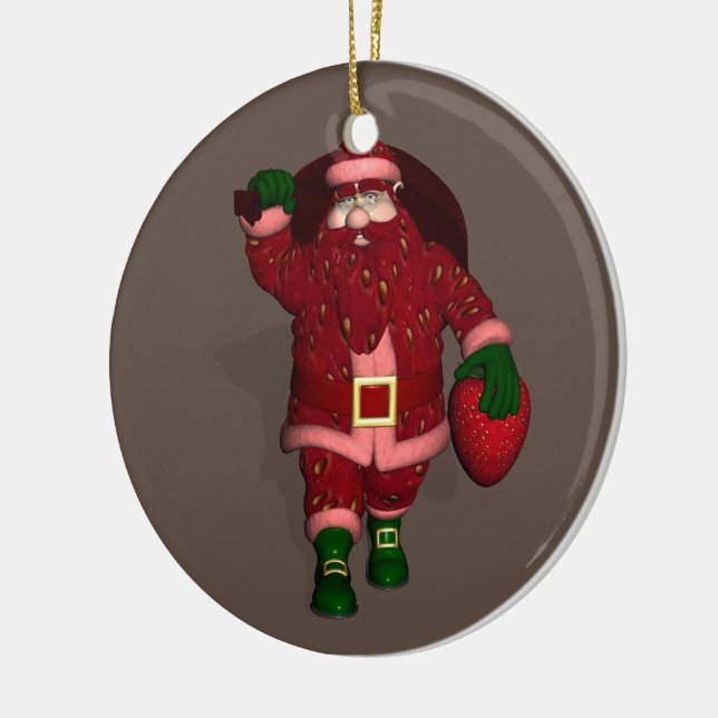 Santa Claus Strawberry Farmer Ceramic Ornament (Left)