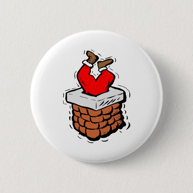 Santa Claus Stuck In Chimney 2 Inch Round Button (Front)