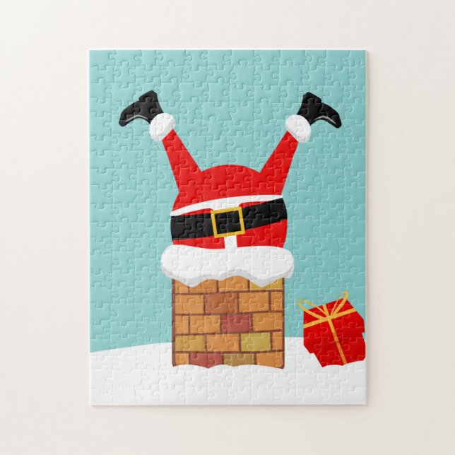 Santa Claus stuck in the chimney on the roof Jigsaw Puzzle (Vertical)