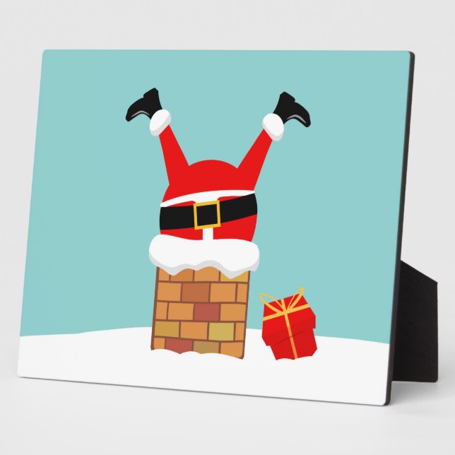 Santa Claus stuck in the chimney on the roof Plaque (Side)