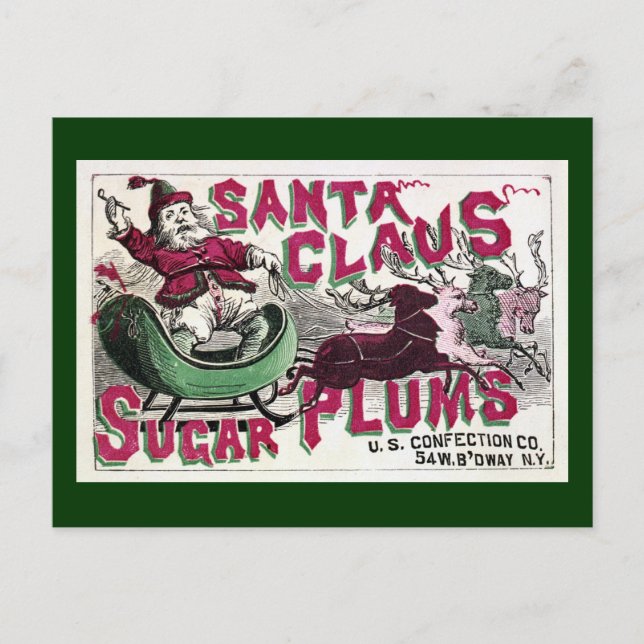 Santa Claus Sugar Plums - Vintage Christmas Holiday Postcard (Front)