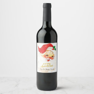 Santa Claus Suit Christmas Wine Label