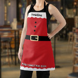 Santa Claus Suit Name Merry Christmas Apron<br><div class="desc">Red and white Santa Claus suit Merry Christmas apron.  Great holiday party favour.</div>