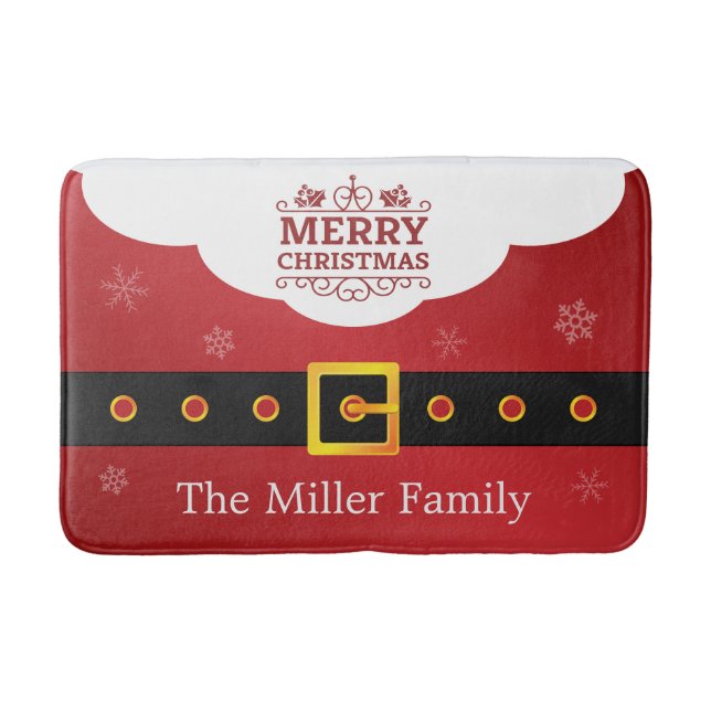 Santa Claus Suit Snowflake Decor Merry Christmas Bath Mat (Front)