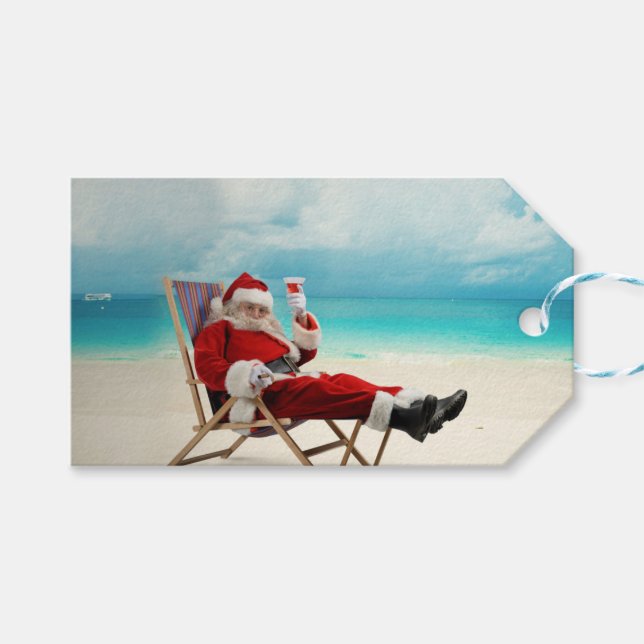Santa Claus Summer Gift Tags (Front (Horizontal))