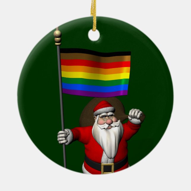 Santa Claus Supports Philly Community Ceramic Ornament (Back)