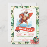 Santa Claus Surfer Cartoon Illustration