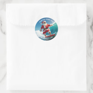 Santa Claus Surfing Christmas In July Classic Round Sticker