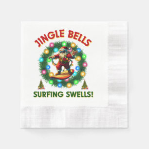 Santa Claus Surfing Surfer Christmas Hat Xmas Napkin