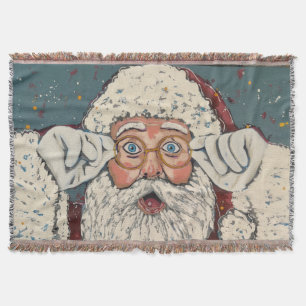 Santa Claus Surprised Throw Blanket