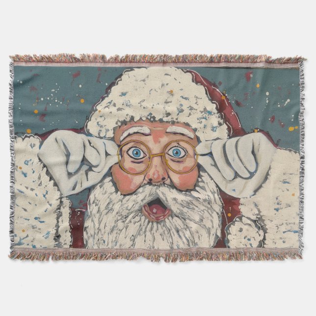 Santa Claus Surprised Throw Blanket (Front)