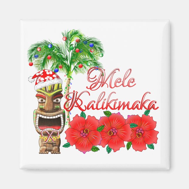 Santa Claus Tiki Mele Kalikimaka Magnet (Front)