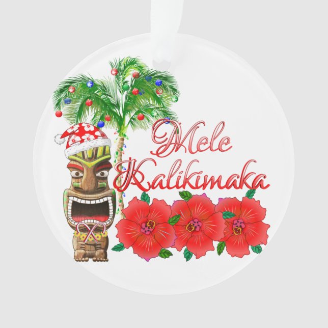 Santa Claus Tiki Mele Kalikimaka Ornament (Front)