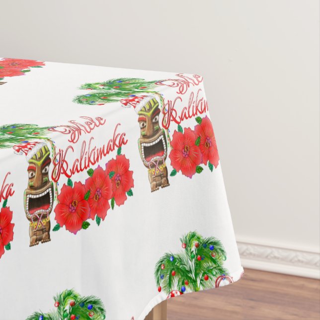 Santa Claus Tiki Mele Kalikimaka Tablecloth (In Situ)