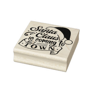Santa Claus To Town Christmas Rubber Stamp