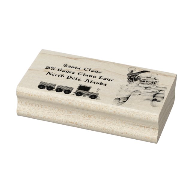 Santa Claus Toy Train North Pole Mailing Address Rubber Stamp (Stamp)
