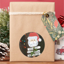 Santa Claus Tree Lights North Pole Classic Round Sticker