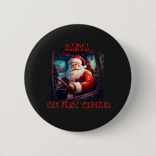 Santa Claus Trucker Christmas Holiday Driving Fest 2 Inch Round Button