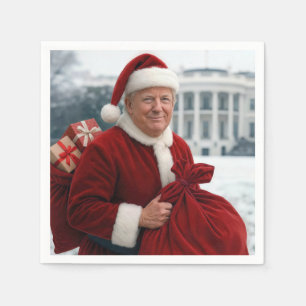 Santa Claus Trump With Red Gift Bag Napkin