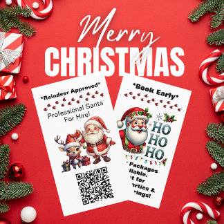 Santa Claus Two Sides Business Card Thanks QR Code