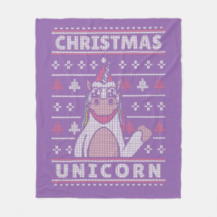 santa claus unicorn christmas fleece blanket