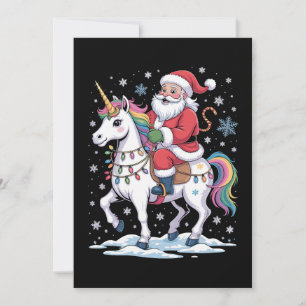 Santa Claus Unicorn Christmas Rainbow Lights Xmas Invitation