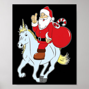 Santa Claus Unicorn Christmas Winter Poster