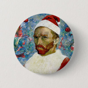 Santa Claus, Van Gogh 2 Inch Round Button